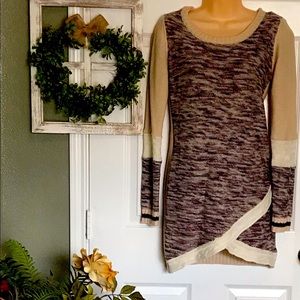 Moral Fiber cross front knit sweater tunic (L)